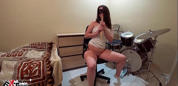  Horny Student Masturbate Pussy Drumsticks and Teacher Ass Fuck Her